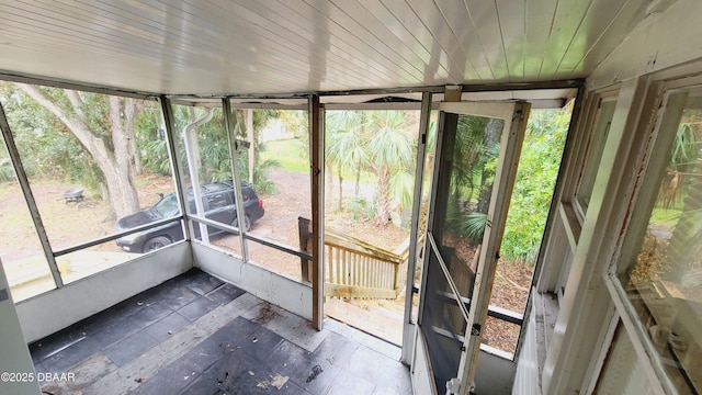 view of unfurnished sunroom