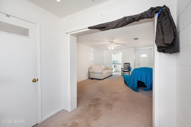 bedroom featuring carpet and ceiling fan