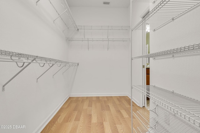 spacious closet with hardwood / wood-style flooring