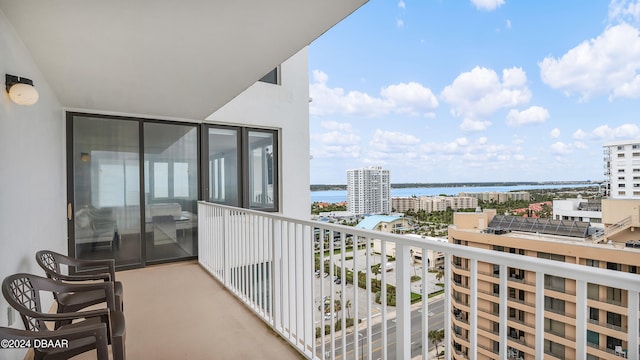 balcony with a water view