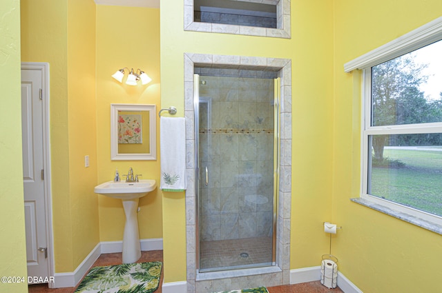 bathroom featuring walk in shower