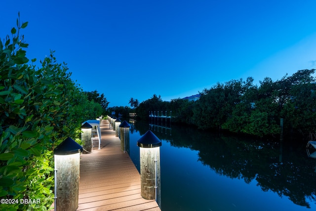 dock area featuring a water view