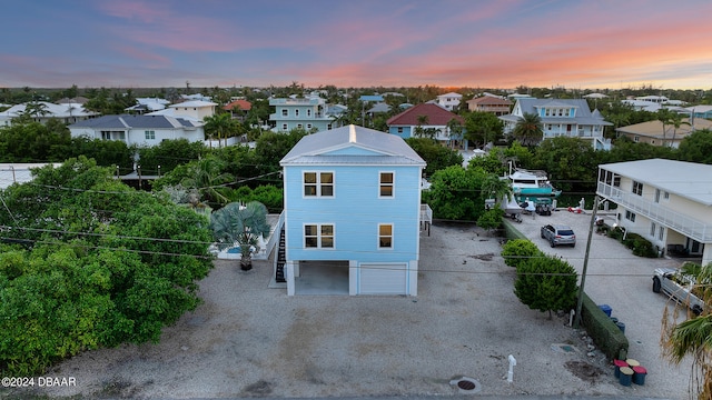 view of aerial view at dusk