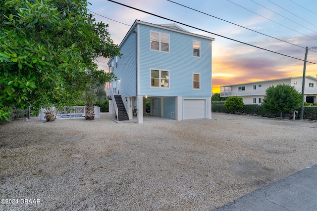 exterior space with a garage