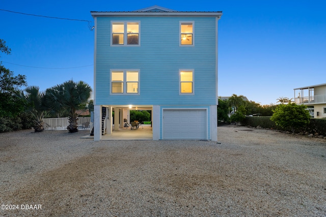 exterior space with a garage