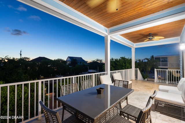 exterior space featuring ceiling fan and an outdoor hangout area