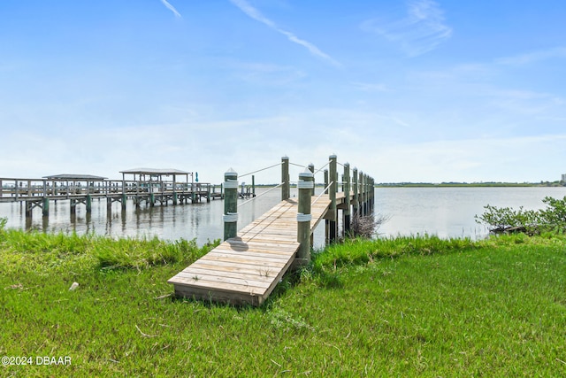 view of dock featuring a water view