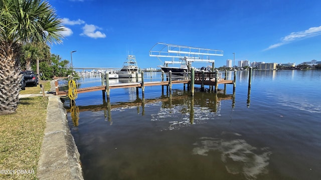 dock area featuring a water view