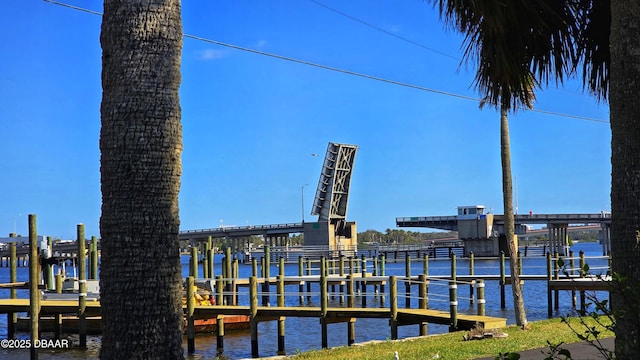 view of dock featuring a water view