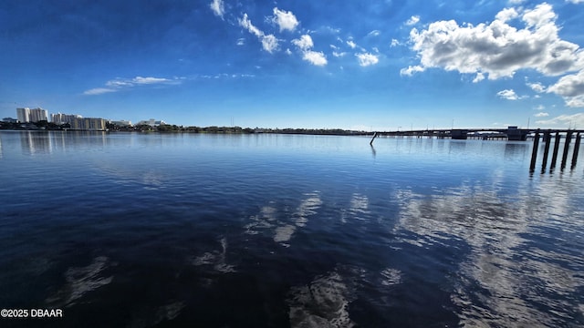 view of water feature featuring a dock