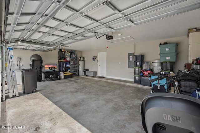 52 Lumber Jack Trl, Palm Coast, FL 32137 - garage featuring a garage door opener, electric panel, and gas water heater