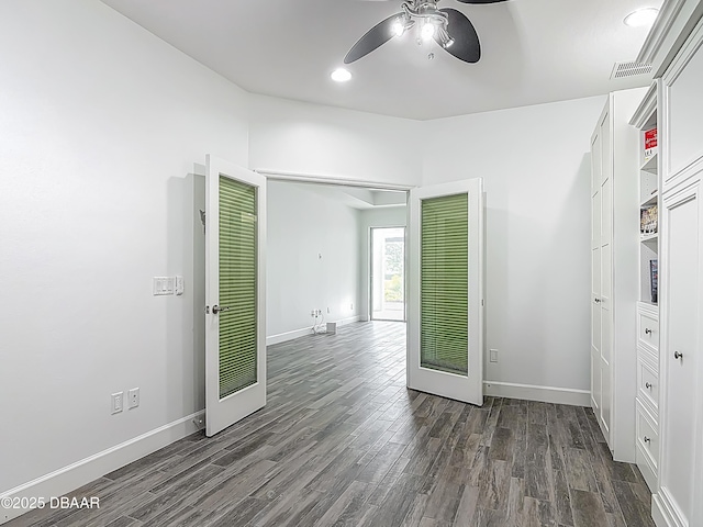182 Island Breeze Ave, Daytona Beach, FL 32124 - unfurnished bedroom featuring dark wood-style floors, recessed lighting, baseboards, and a ceiling fan