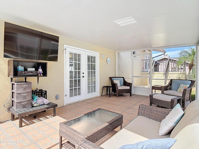 view of patio with french doors and outdoor lounge area