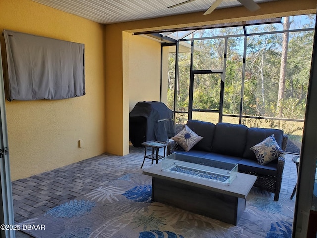 580 Barefoot Life Ln, Daytona Beach, FL 32124 - sunroom with ceiling fan