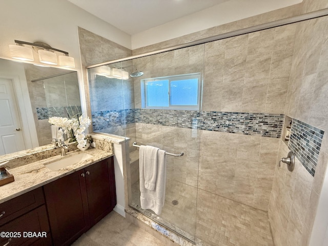 2948 N Ocean Shore Blvd, Flagler Beach, FL 32136 - bathroom featuring a shower stall and vanity