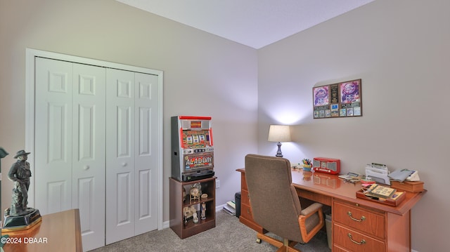 view of carpeted home office