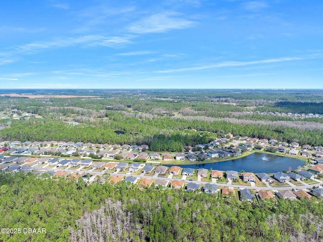 bird's eye view with a water view and a residential view