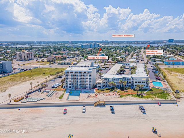 birds eye view of property with a view of city