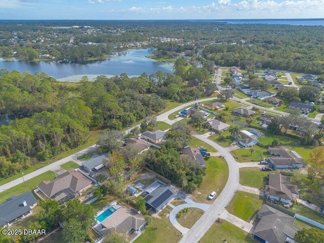 991 Dawson Dr, Deltona, FL 32725 - aerial view of property's location with a large body of water, nearby suburban area, and a forest
