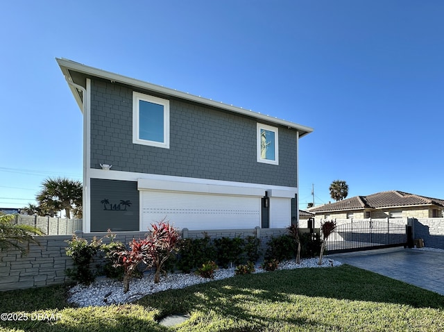 view of property exterior featuring fence and a yard