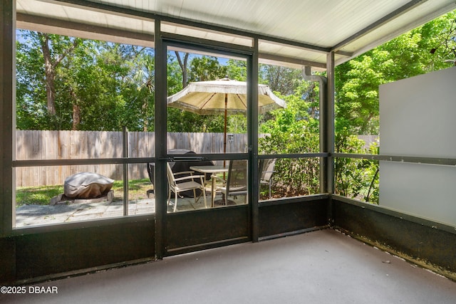 view of unfurnished sunroom