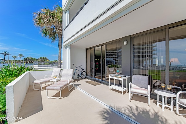 view of patio / terrace featuring a balcony