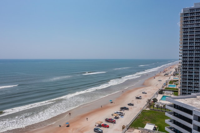 view of water feature with a view of the beach