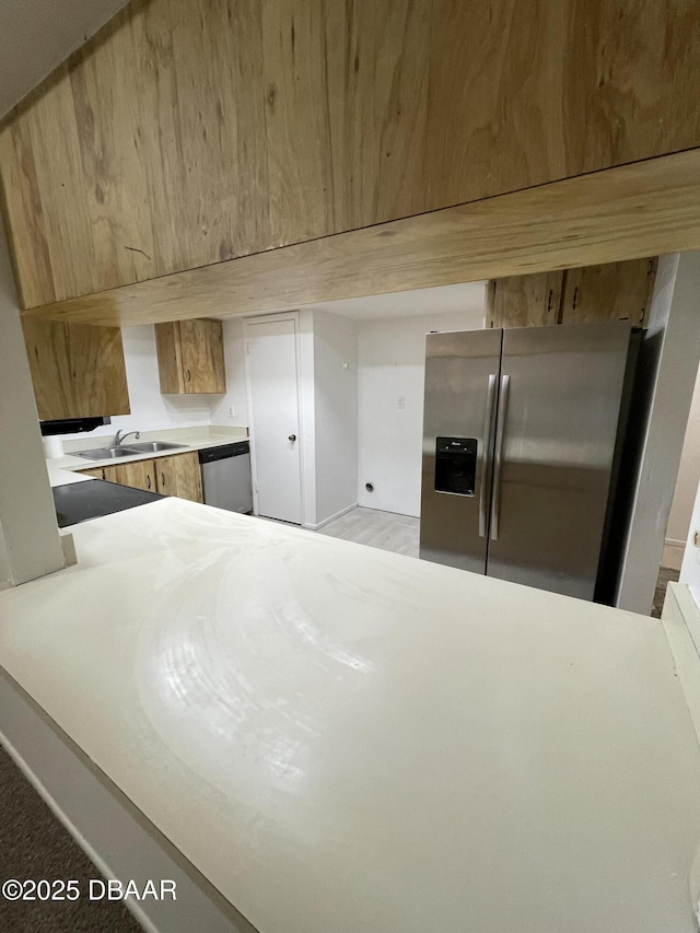403 Banana Cay Dr Unit B, South Daytona, FL 32119 - unfurnished bedroom with stainless steel fridge with ice dispenser and a sink