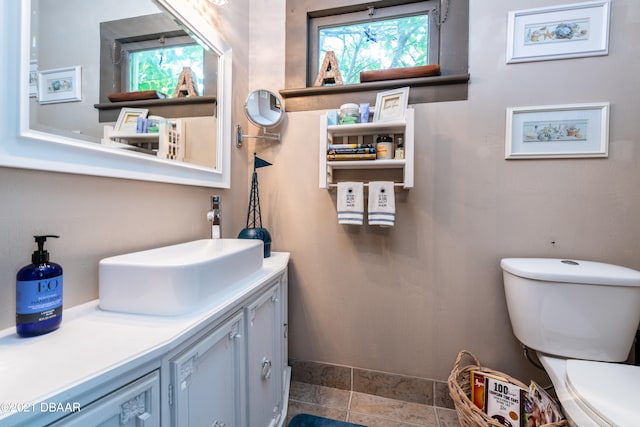 bathroom with toilet and vanity