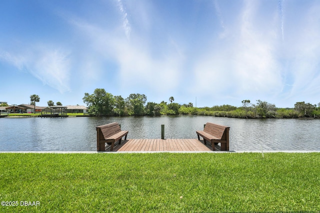 453 Palm Ave, Ormond Beach, FL 32174 - dock area with a yard and a water view