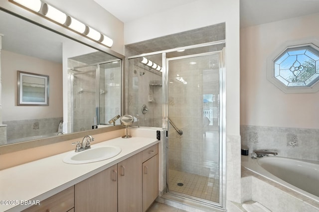 453 Palm Ave, Ormond Beach, FL 32174 - bathroom with vanity, a bath, and a stall shower