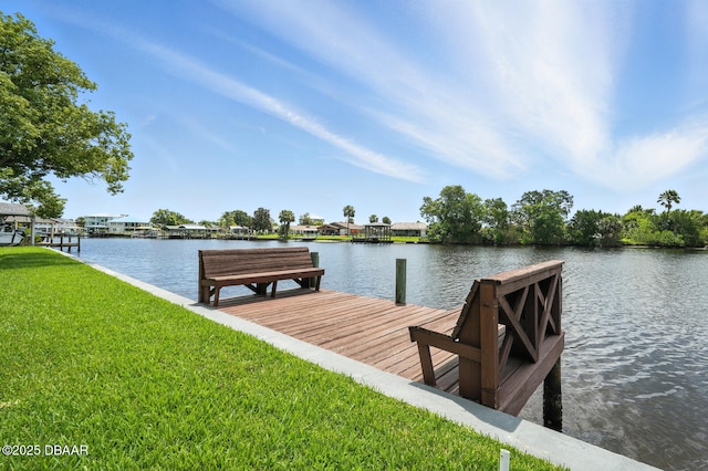453 Palm Ave, Ormond Beach, FL 32174 - dock area with a water view and a lawn