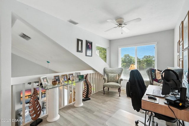 453 Palm Ave, Ormond Beach, FL 32174 - office with a ceiling fan and wood finished floors