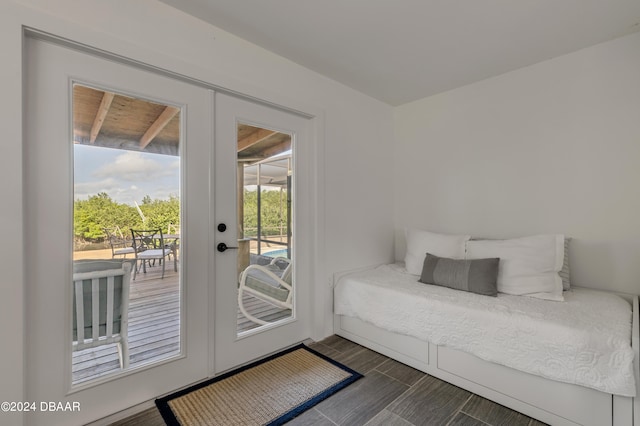 bedroom with french doors and access to outside