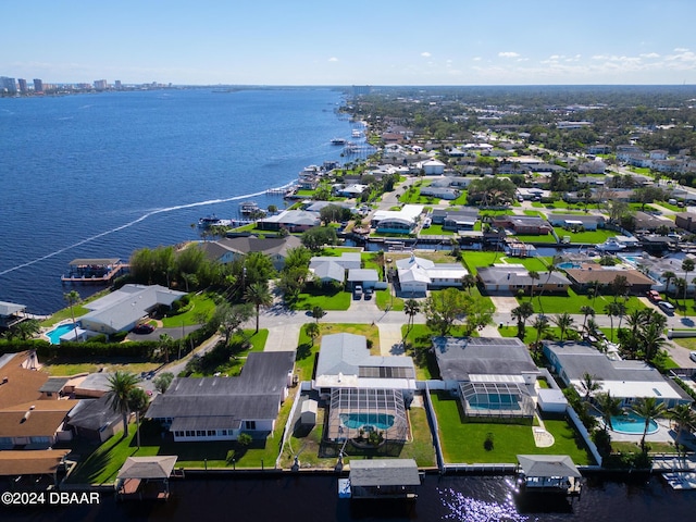 bird's eye view featuring a water view