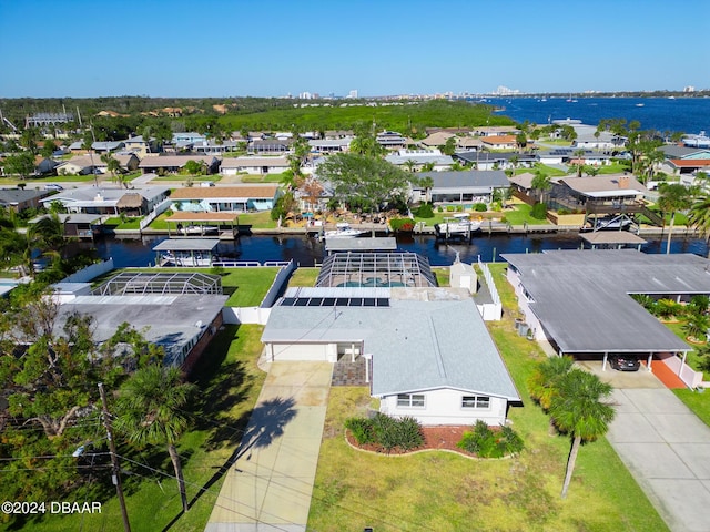 bird's eye view featuring a water view