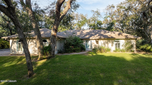 ranch-style home with a front yard