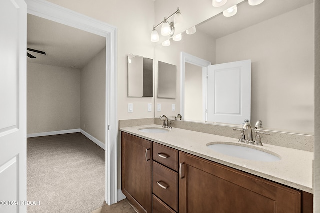 bathroom with vanity and ceiling fan