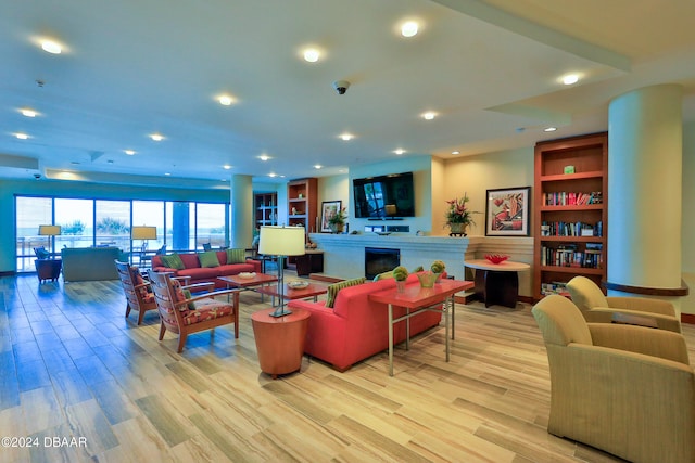 living room featuring light hardwood / wood-style flooring