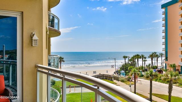 view of water feature featuring a view of the beach