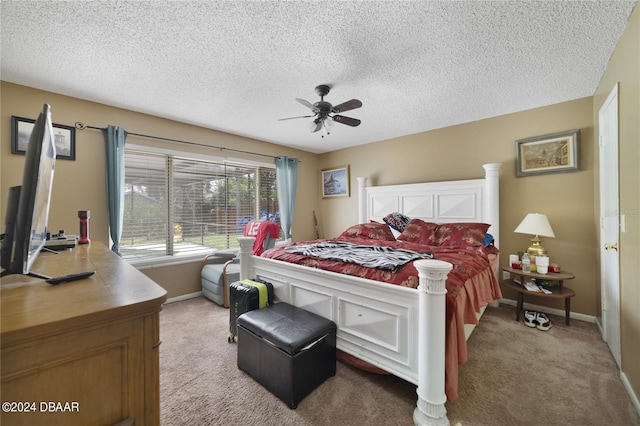 1461 Felton St, Deltona, FL 32725 - bedroom featuring light colored carpet, baseboards, a textured ceiling, and ceiling fan