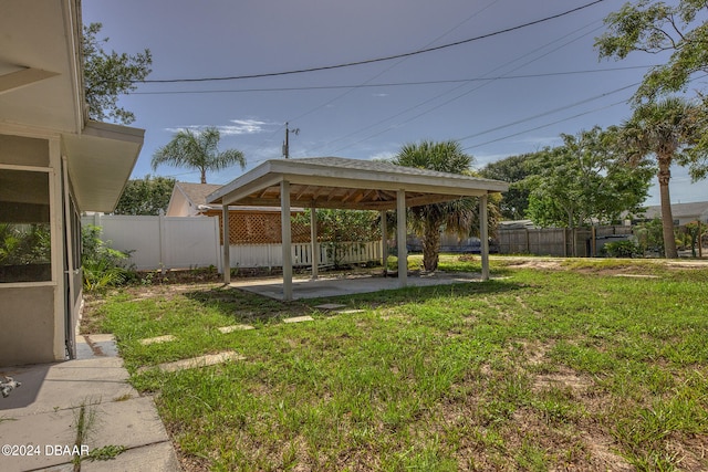 view of yard with a patio and a gazebo