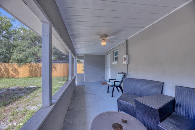 view of patio with ceiling fan