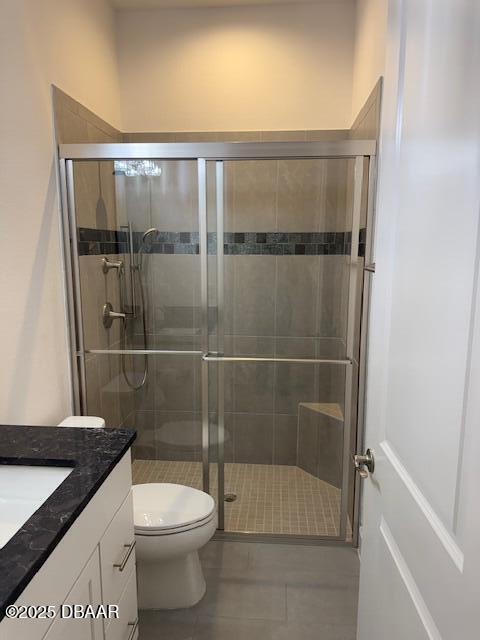 437 Aquamarine Way, Daytona Beach, FL 32124 - full bath featuring vanity, a stall shower, and tile patterned floors