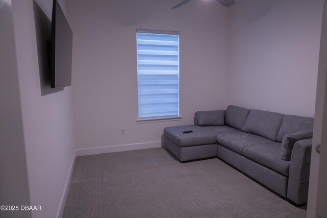 437 Aquamarine Way, Daytona Beach, FL 32124 - carpeted living room featuring baseboards and a ceiling fan