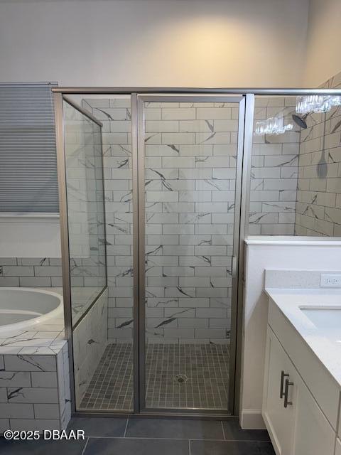 437 Aquamarine Way, Daytona Beach, FL 32124 - full bath with tile patterned floors, a bath, vanity, and a stall shower