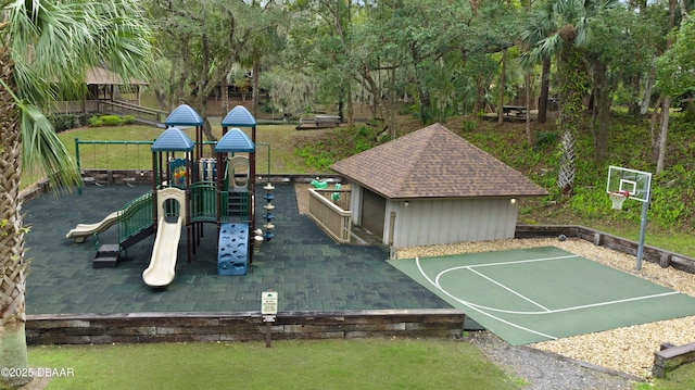 view of playground with basketball court