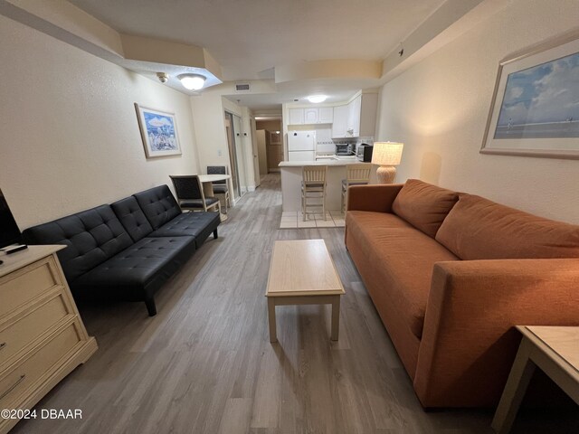 living room with light hardwood / wood-style flooring