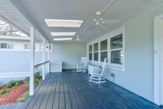 deck featuring ceiling fan