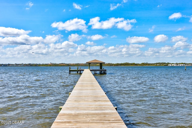 dock area featuring a water view